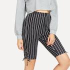 Shein Lace Up Side Striped Leggings Shorts