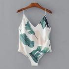 Shein Palm Leaf Print Cami Bodysuit