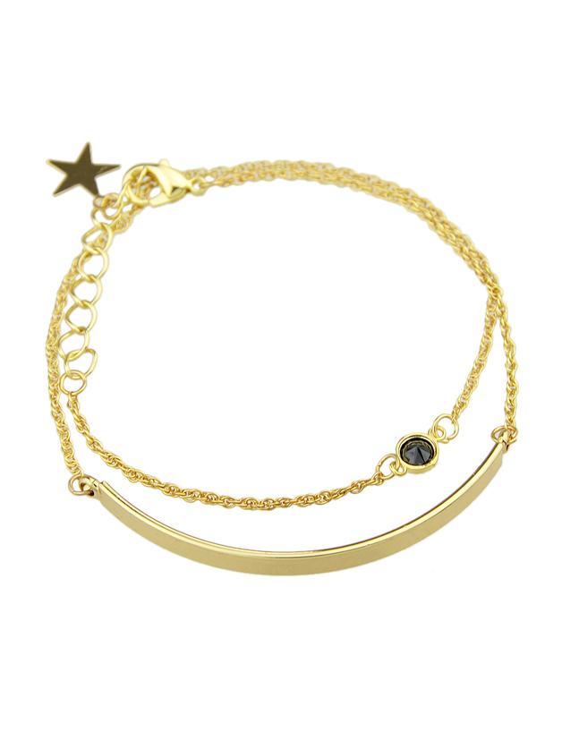 Shein Gold Color Rhinestone Long Chain Link Bracelet