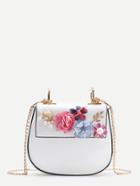 Shein Applique Flower Saddle Chain Bag