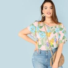 Shein Plus Tropical Print Top