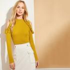 Shein Mock Neck Cold Shoulder Frill Tee
