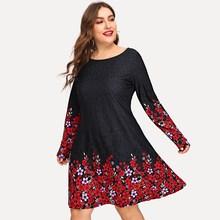 Shein Plus Calico Print Trapeze Dress