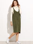 Shein Army Green Slit Side High Low Overall Dress
