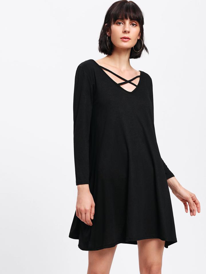 Shein Criss Cross Front Tee Dress