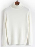 Shein White Turtleneck Long Sleeve Slim Sweater
