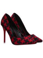 Shein Red Point Toe Houndstooth Pumps