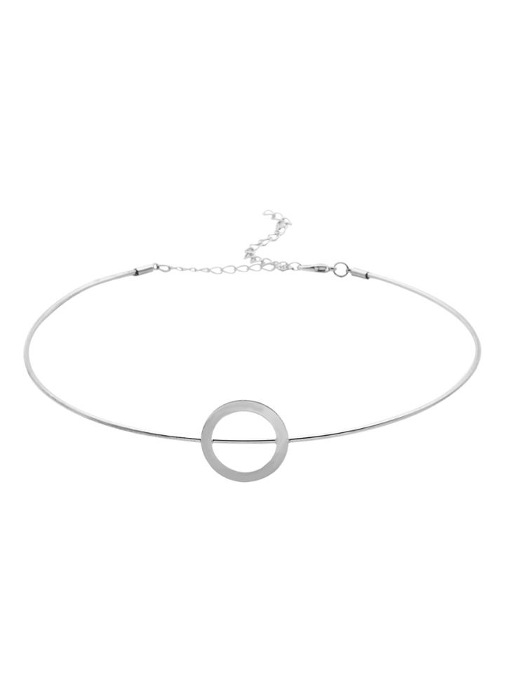 Shein Silver Plated Circle Hollow Out Choker Necklace