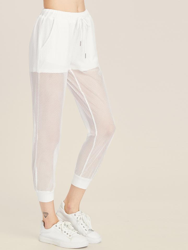 Shein 2 In 1 Fishnet Sweatpants