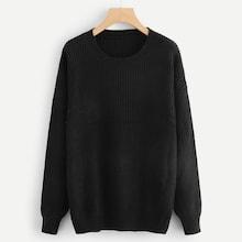 Shein Round Neck Solid Jumper