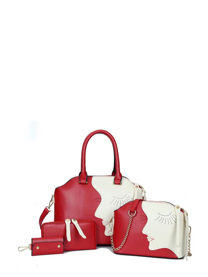 Shein Contrast Patch Pu Bag Set 4pcs