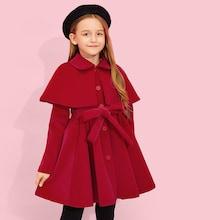 Shein Girls Self Belted Cape Coat