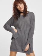 Shein Dark Grey Slit Side Cable Knit Sweater
