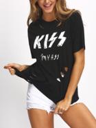 Shein Cutout Printed T-shirt
