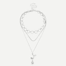 Shein Ring & Rose Design Layered Necklace