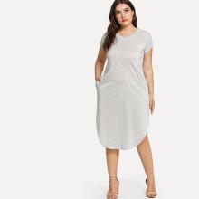 Shein Plus Curved Hem Solid Dress