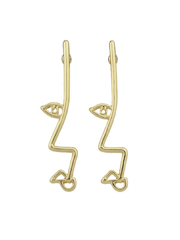 Shein Gold Stud Earrings Eye Face Pattern Earrings For Women