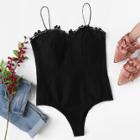 Shein Frill Detail Lace Cami Bodysuit