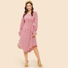 Shein Square Neck Zip Back Gingham Dress