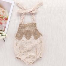 Shein Girls Lace Overlay Halter Romper