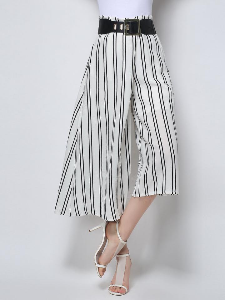 Shein White Vertical Striped Wide Leg Pants