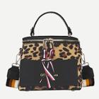 Shein Knot Detail Leopard Print Suede Bag