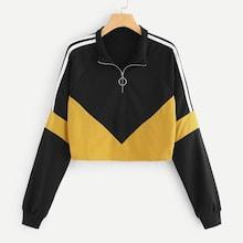 Shein Quarter Zip Colorblock Sweatshirt
