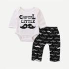 Shein Boys Moustache And Letter Print Tee & Pants