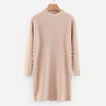 Shein Pearl Beaded Slit Hem Sweater Dress