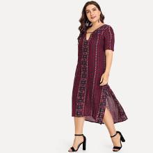Shein Plus Geo Print Split Side Dress