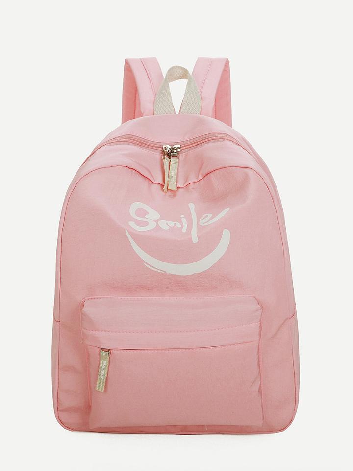 Shein Smile Print Satchel Backpack
