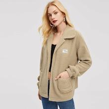 Shein Pocket Front Collar Teddy Coat