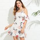 Shein Floral Print Ruffle Trim Dress