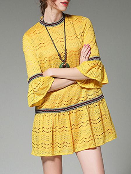 Shein Bell Sleeve Mesh Lace Dress