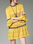 Shein Bell Sleeve Mesh Lace Dress