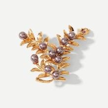 Shein Faux Pearl Leaf Shaped Brooch