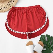 Shein Floral Applique Trim Shorts