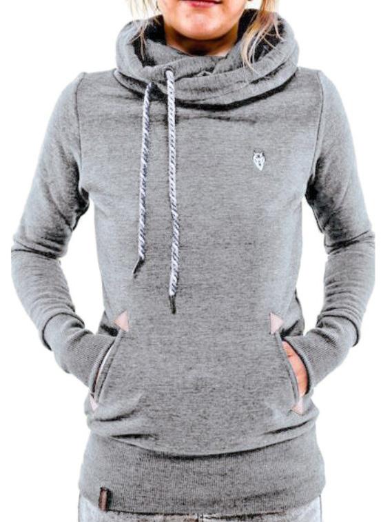 Shein Grey Drawstring Hooded Sweatshirt