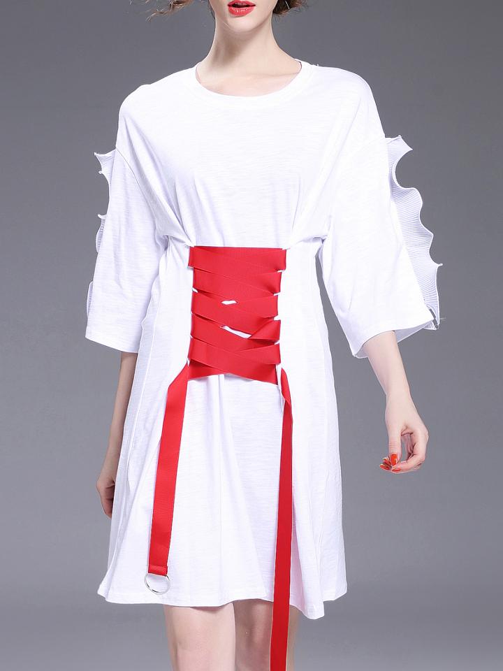 Shein Ruffle Sleeve Crisscross Dress