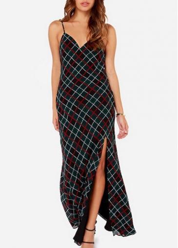 Rosewe Trendy Slit Design Spaghetti Strap Dress With Print