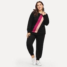 Shein Plus Stripe Sweatshirt & Stripe Side Sweatpants