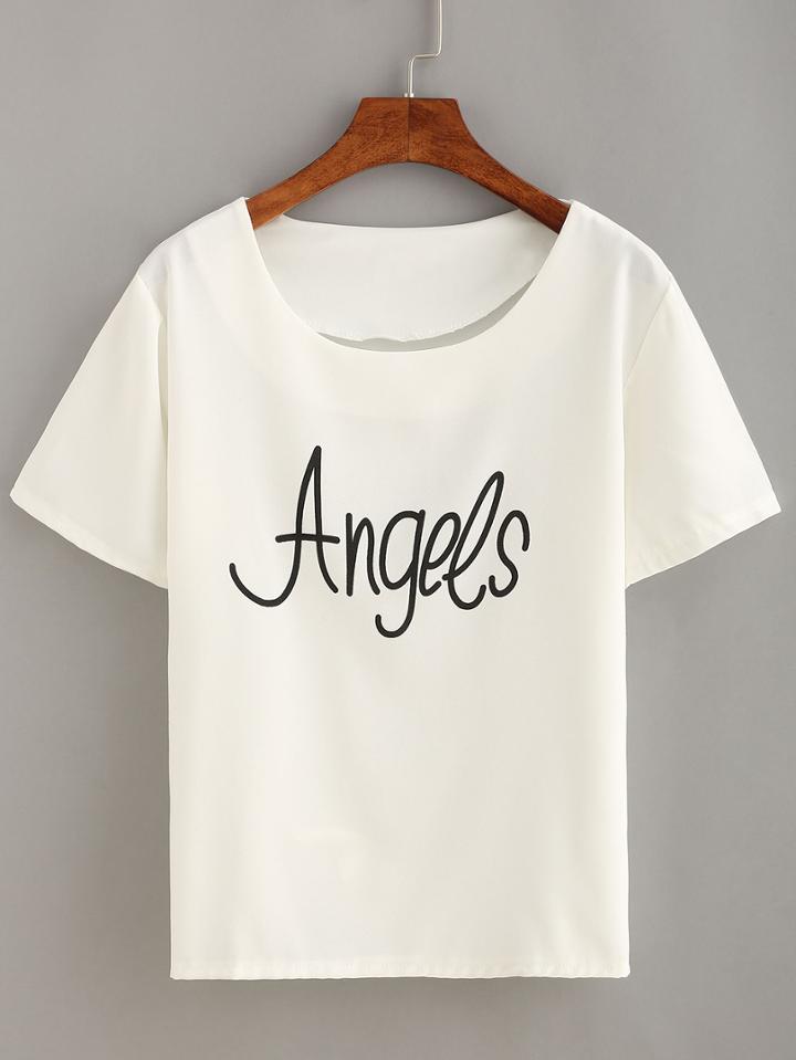 Shein Letter Print Short Sleeve T-shirt