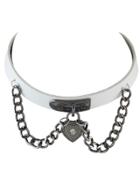 Shein White Gothic Ajustable Pu Leather Choker Collar Necklace With Heart Pendant