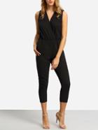 Shein Black V Neck Sleeveless Slim Jumpsuit