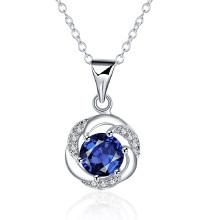 Shein Rhinestone Design Round Pendant Necklace