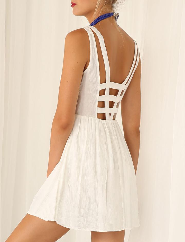 Shein White Sleeveless Cut Out Back Dress