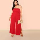 Shein Plus Double Button Front Slit Hem Strapless Jumpsuit