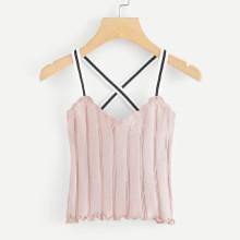 Shein Lettuce Trim Criss Cross Knit Cami Top