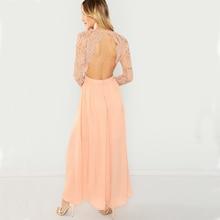 Shein Lace Contrast Scallop V-neck Dress