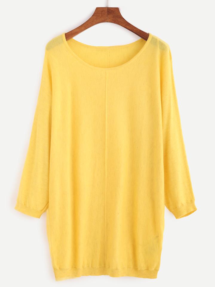 Shein Yellow Scoop Neck Jersey Sweater